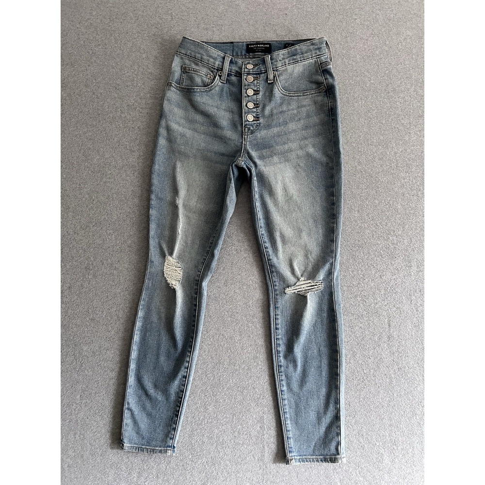 Lucky Brand Jeans Women 4/27 A Bridgette Skinny High Rise‎ Light Wash Button Fly